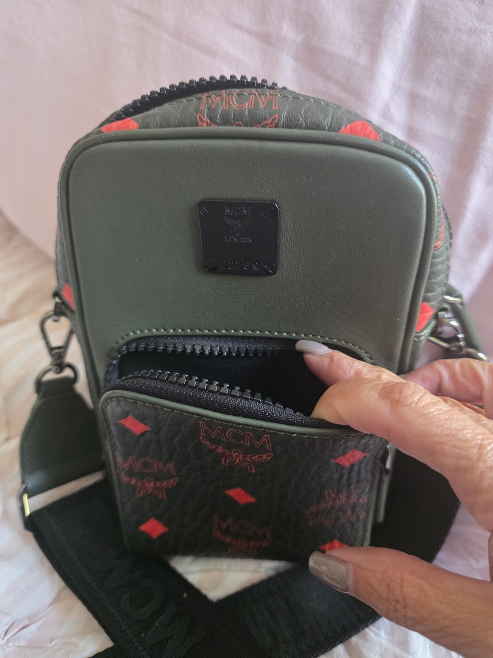 MCM Green Monogram Crossbody Bag - Picture 2 of 6